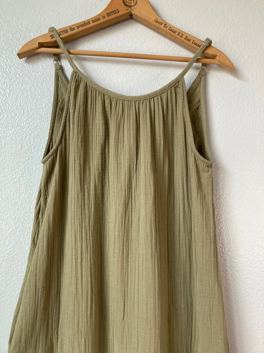 Quince Organic Cotton Gauze Sleeveless Maxi Dress with Pockets in Artichoke sz M - Picture 3 of 8